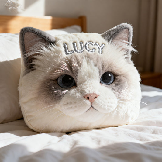 Personalized ragdoll cat big head shaped pillow