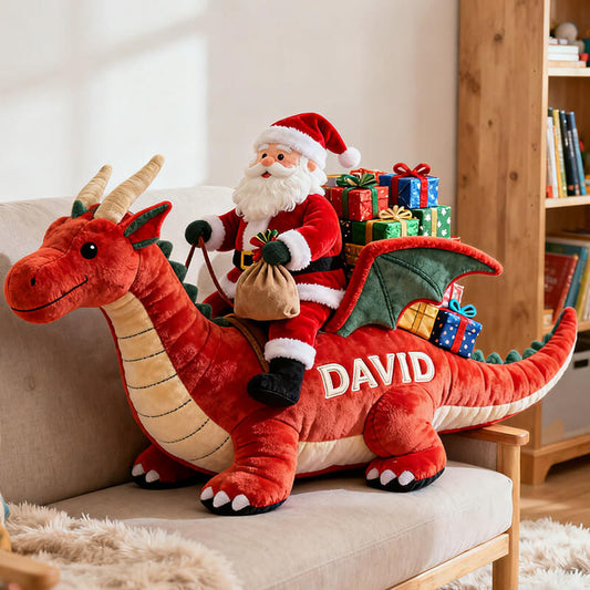 Personalized Santa Claus Riding a Dragon Themed Alien Pillow