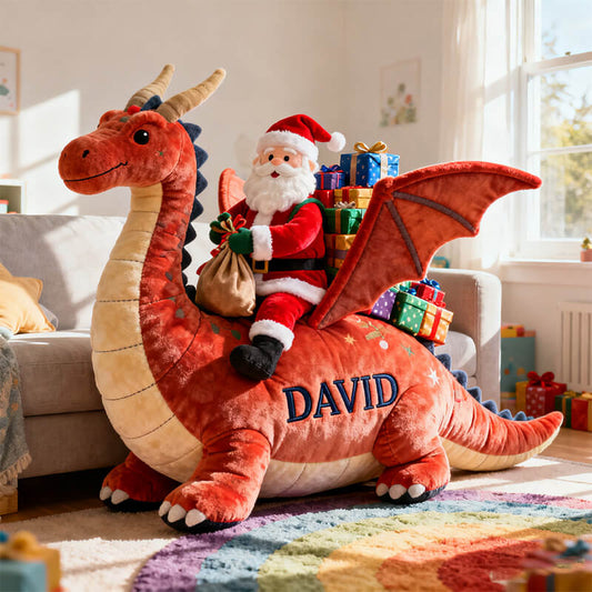 Personalized Santa Claus Riding a Dragon Themed Alien Pillow