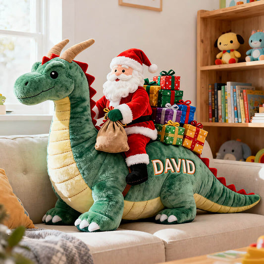 Personalized Santa Claus Riding a Dragon Themed Alien Pillow