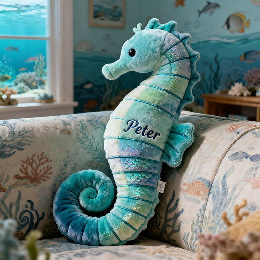 Personalized seahorse-themed companion pillow