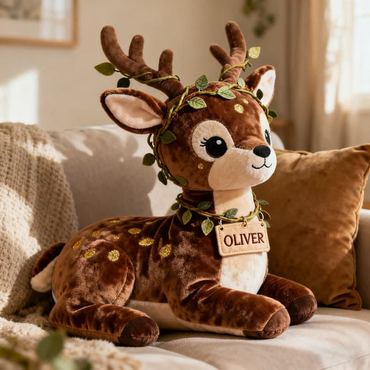 Personalized Forest Deer Plush Pillow