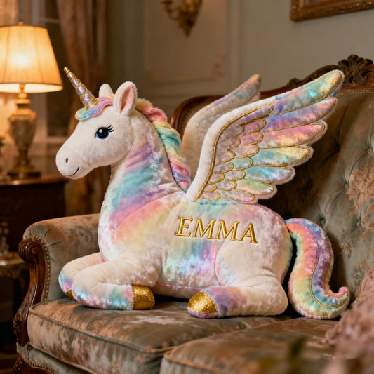 Personalized Rainbow Unicorn Plush Pillow