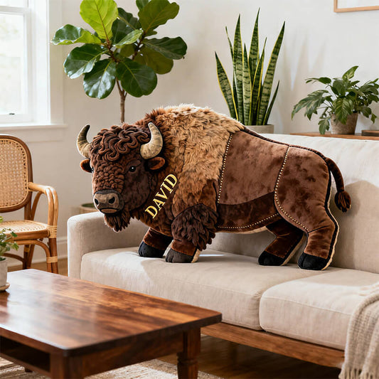 Personalized American Bison Shaped Pillow