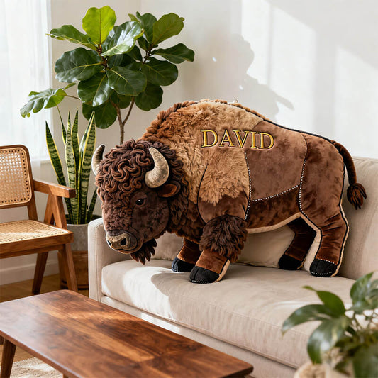 Personalized American Bison Shaped Pillow
