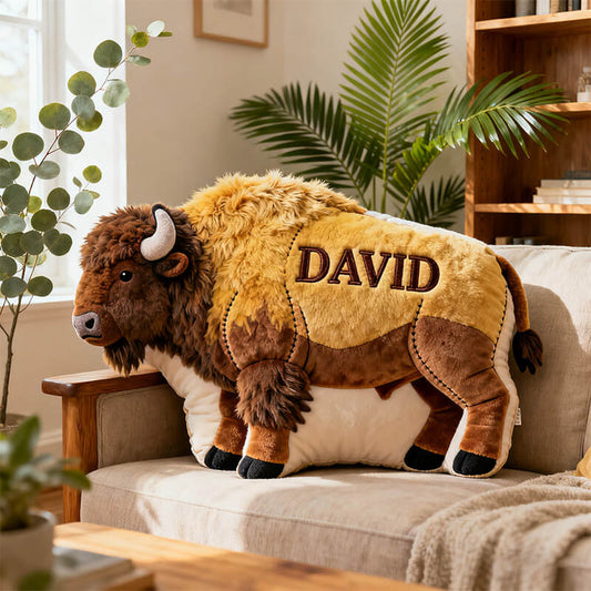 Personalized American Bison Shaped Pillow