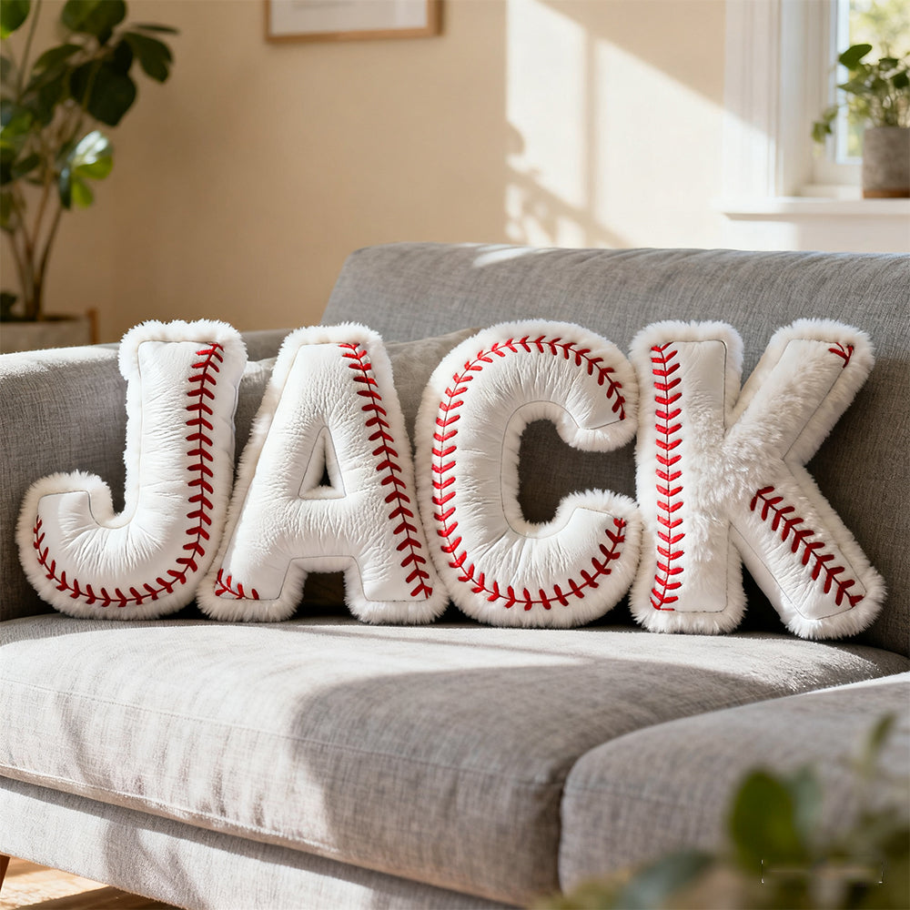 Personalized baseball name pillow