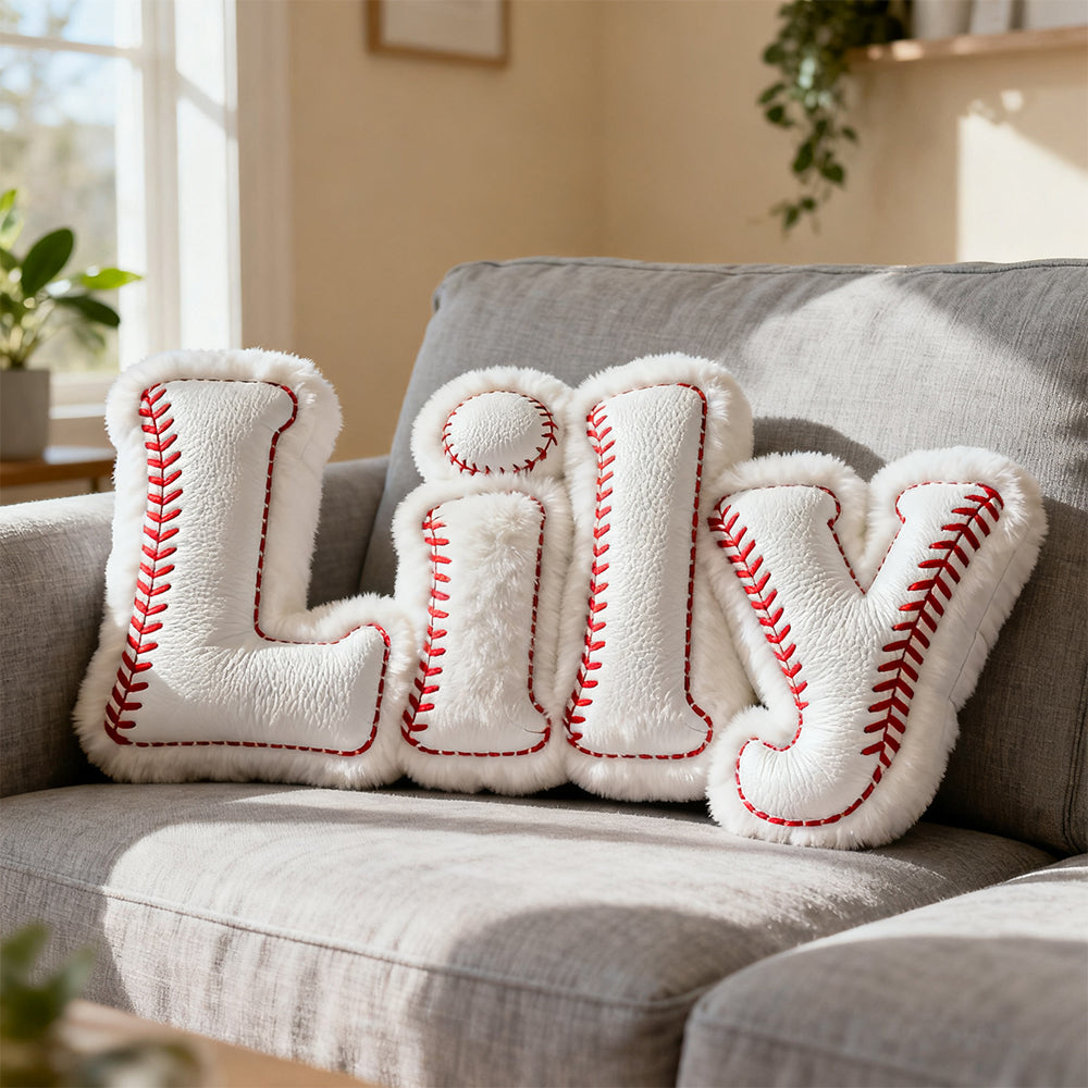 Personalized baseball name pillow
