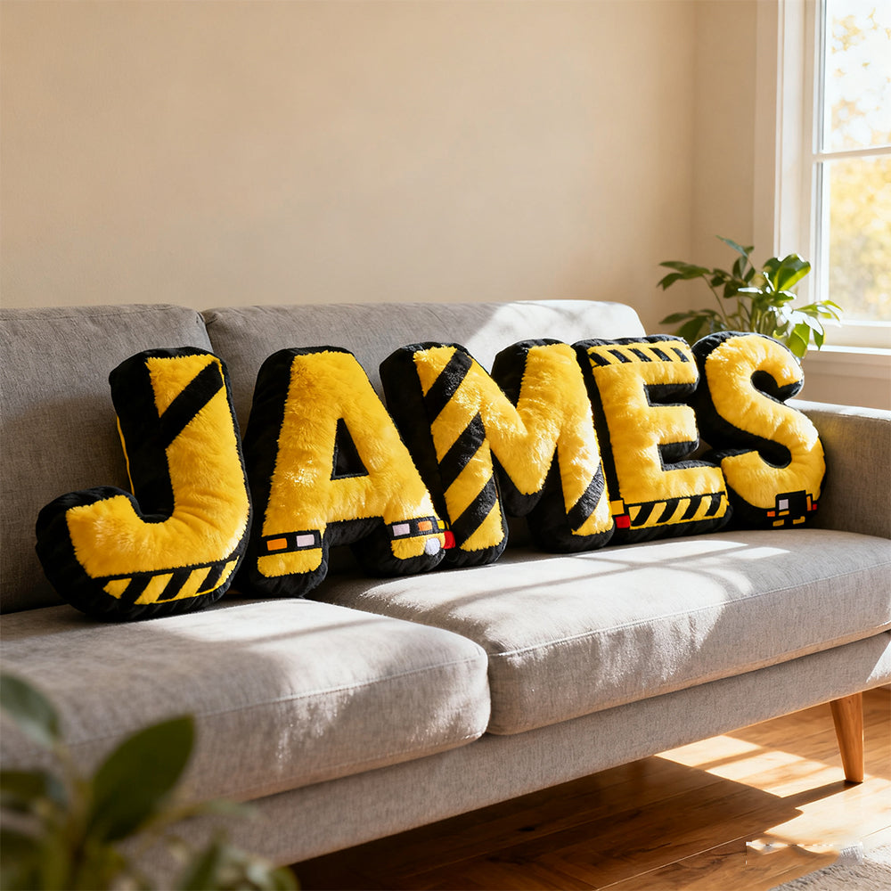 Personalized safety sign name pillow