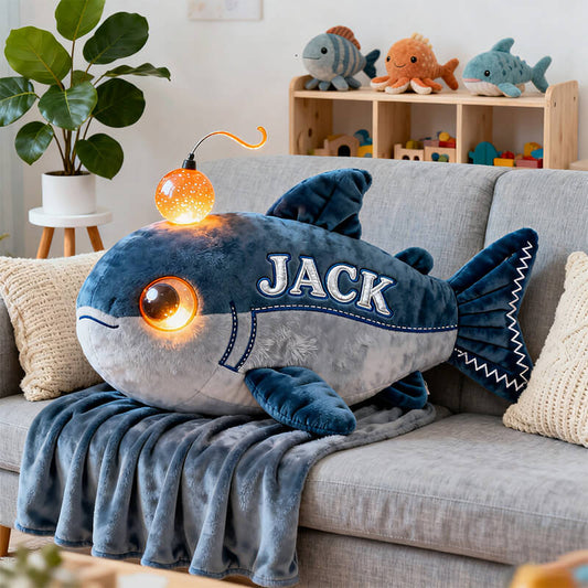 Personalized anglerfish shaped pillow