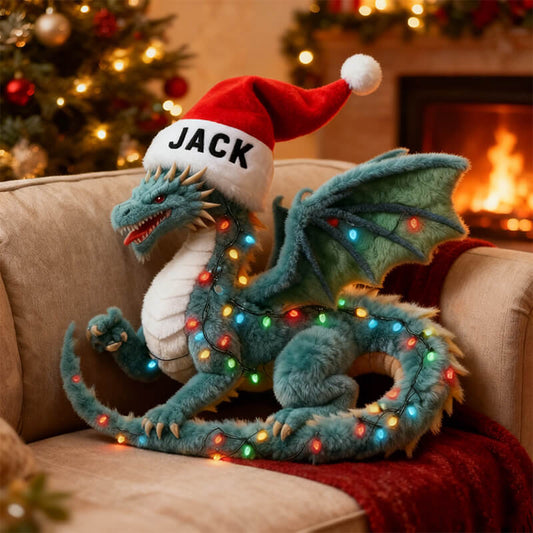 Personalized Christmas dinosaur light-shaped pillow