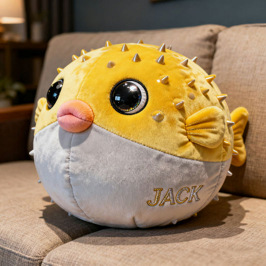 Personalized pufferfish-themed pillow