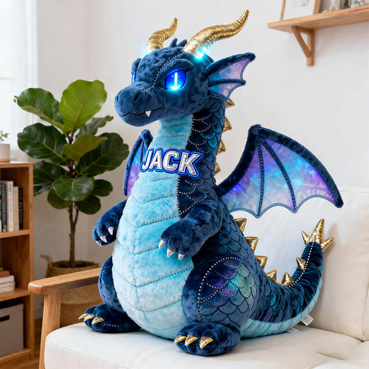 Personalized blue dragon shaped pillow