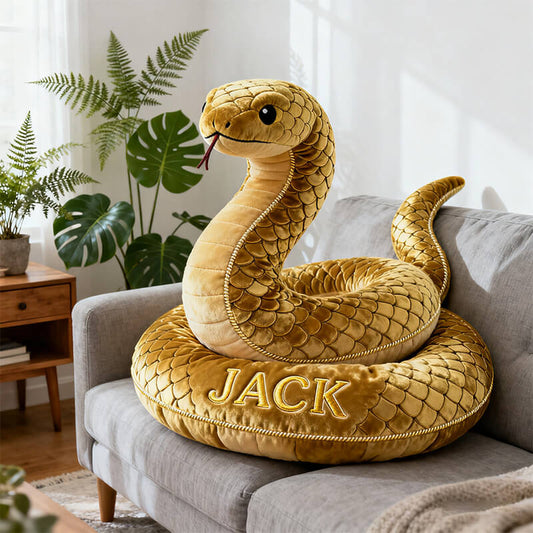 Personalized golden snake shaped pillow