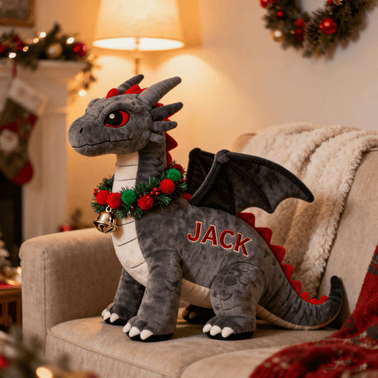 Personalized Christmas themed dragon pillow
