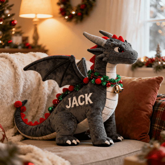 Personalized Christmas themed dragon pillow