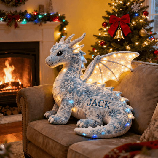 Personalized ice and snow themed dragon pillow