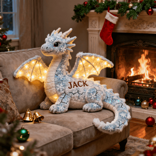 Personalized ice and snow themed dragon pillow
