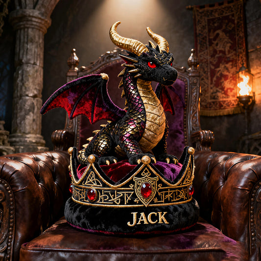 Personalized dragon crown themed pillow