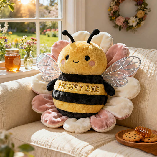 Personalized bee and flower themed pillow
