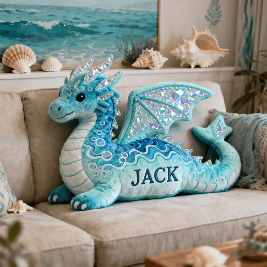 Personalized Blue Crystal Dragon Pillow