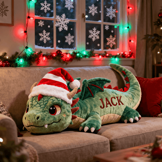 Personalized Christmas Dinosaur Pillow