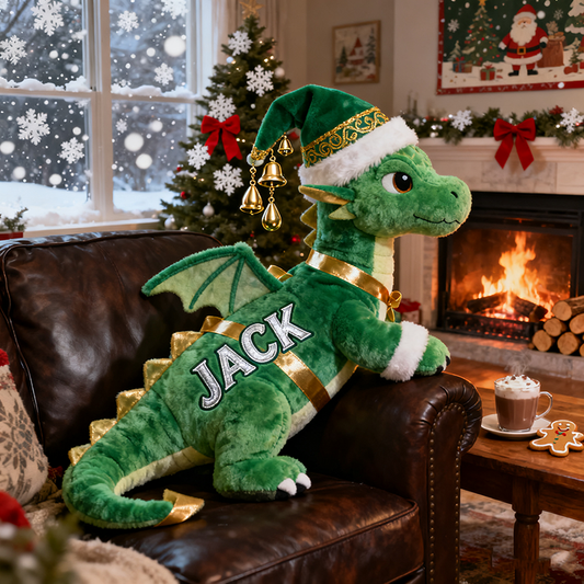 Personalized Christmas themed dragon pillow