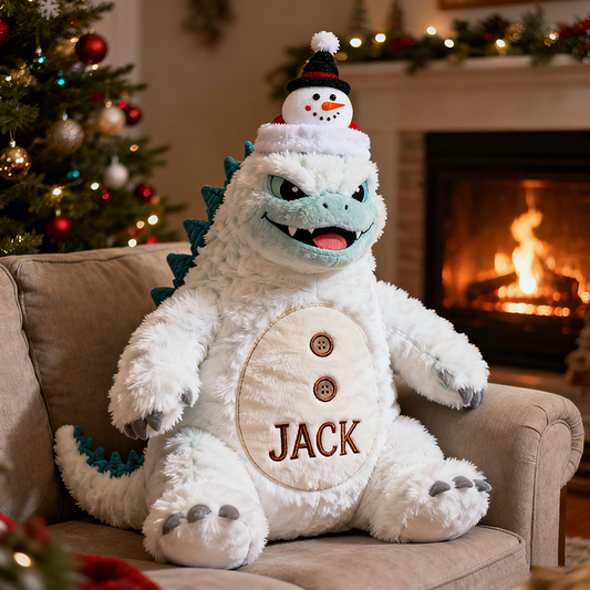 Personalized Christmas Snowman Hat Monster Pillow