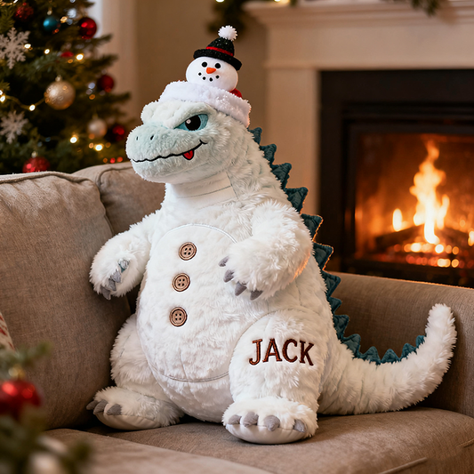 Personalized Christmas Snowman Hat Monster Pillow