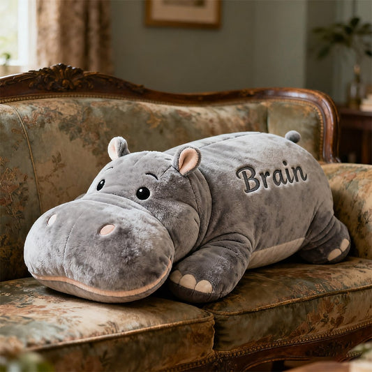 Personalized hippo-themed companion pillow