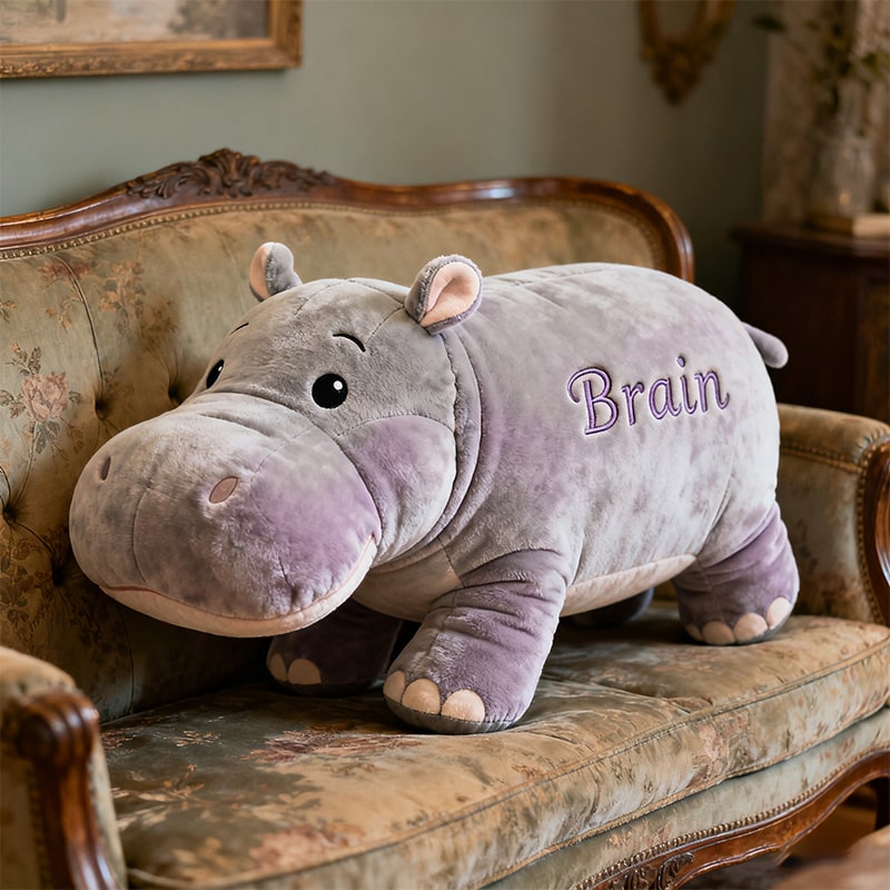 Personalized hippo-themed companion pillow