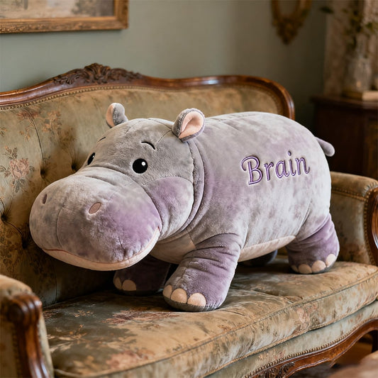 Personalized hippo-themed companion pillow
