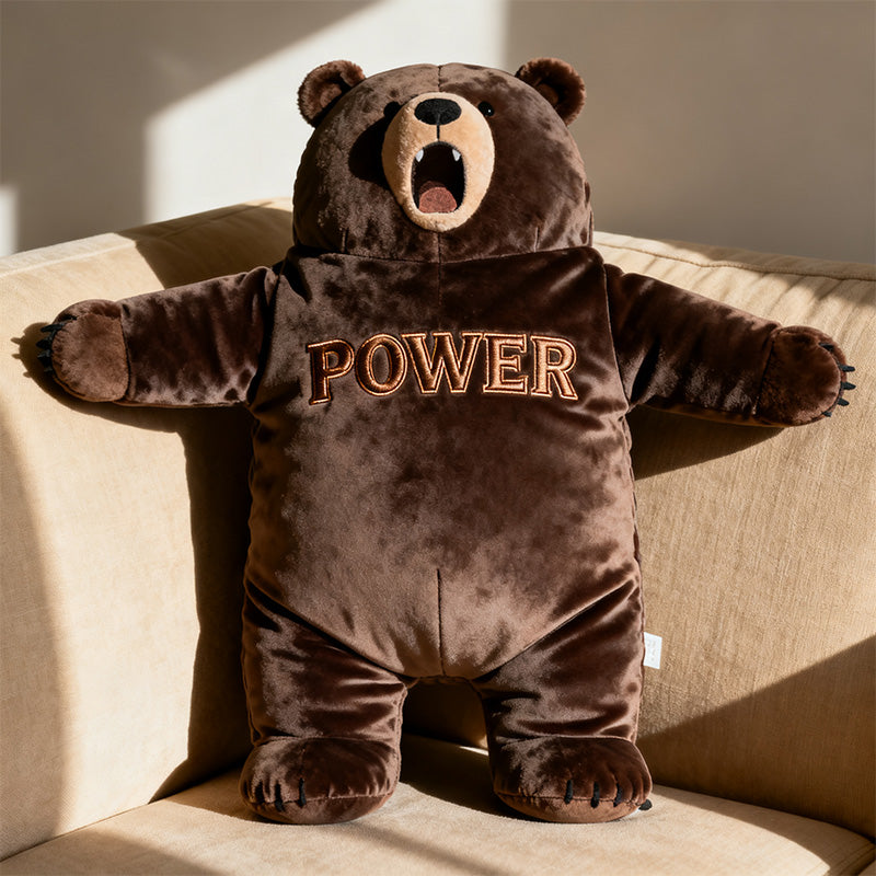 Personalized brown bear - themed pillow