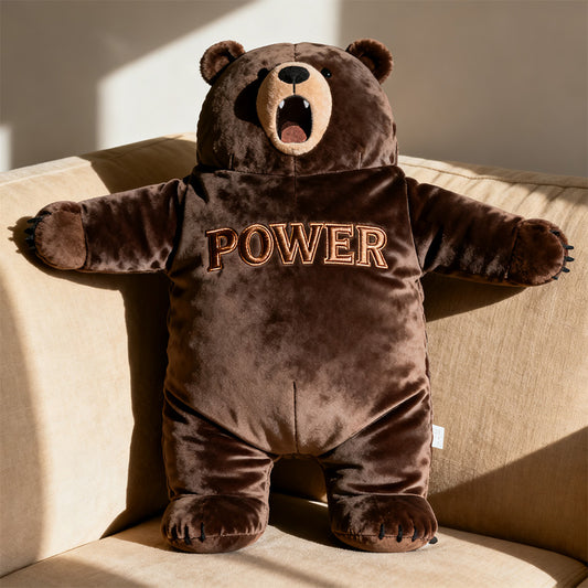 Personalized brown bear - themed pillow