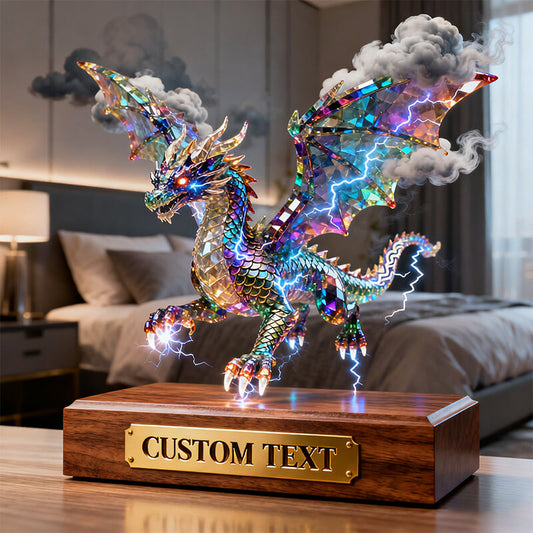 Personalized lightning-themed colorful crystal dragon
