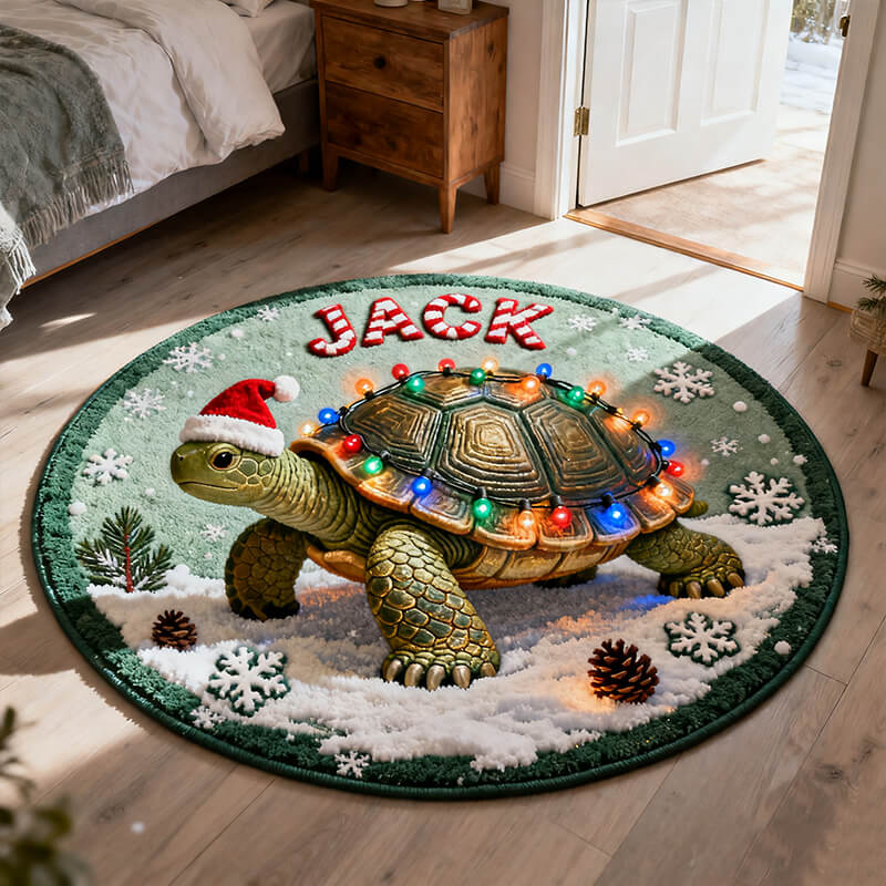 Personalized christmas turtle themed rug