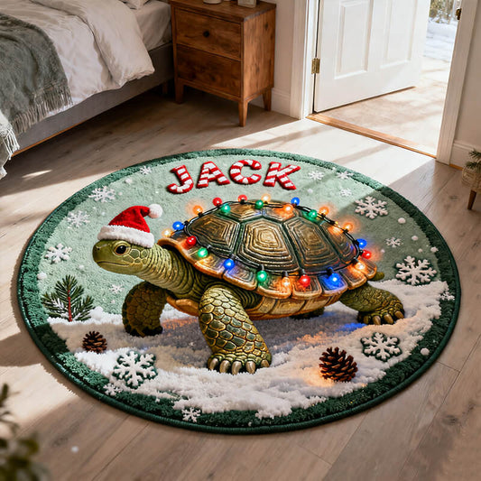 Personalized christmas turtle themed rug