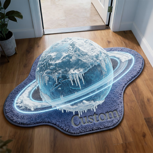 Frozen Ice Planet 3D Door Mat — Neon Rings — Personalized
