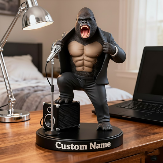 🦍 Custom Gorilla Guitarist Figurine – Personalized Rock Star Office Desk Decor Gift 2