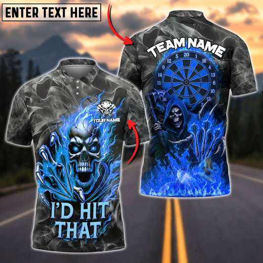 Darts Flame Skull "I'd Hit That" Personalized Name, Team Name Unisex Shirt