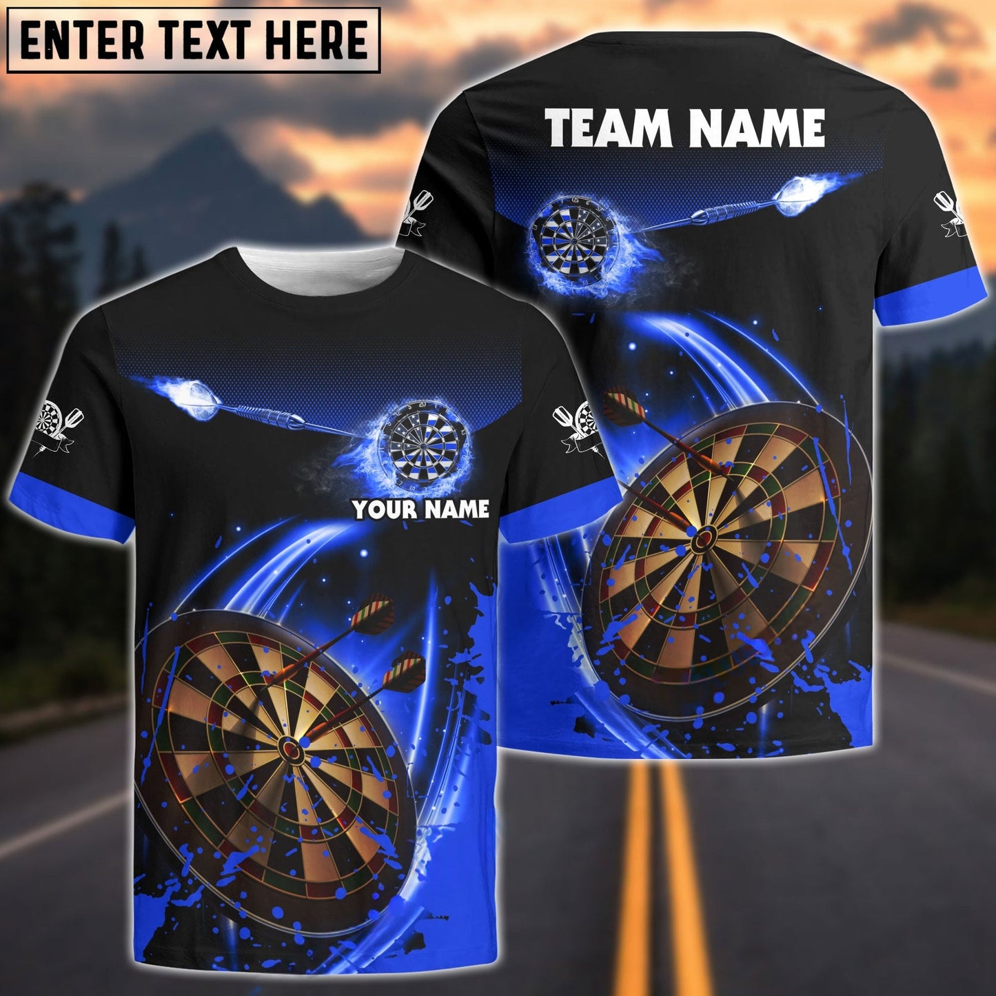 Blue Fire Darts Personalized Name, Team Name Shirt