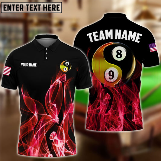 Billiards Ball 8&9 Heavenly Flame Personalized Name, Team Name Unisex Shirt