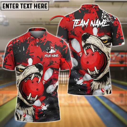 Bowling Wolf Strike Customized Name, Team Name 3D Shirt (4 Colors)