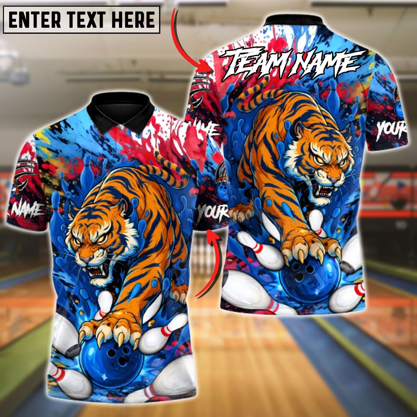 Bowling And Pins Wild Strike Customized Name, Team Name 3D Shirt (4 Colors)