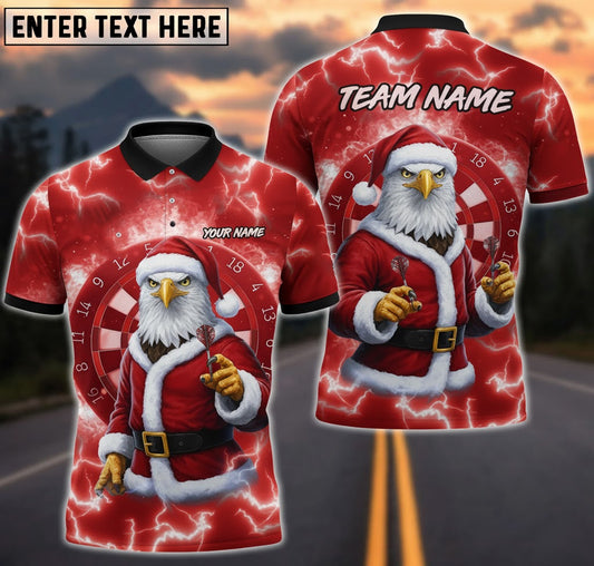Santa Eagle Darts Polo — Red Storm Lightning Board — Custom Name & Team