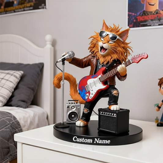 🐱 Custom Cat Guitarist Figurine – Personalized Rockstar Animal Music Lover Gift 1