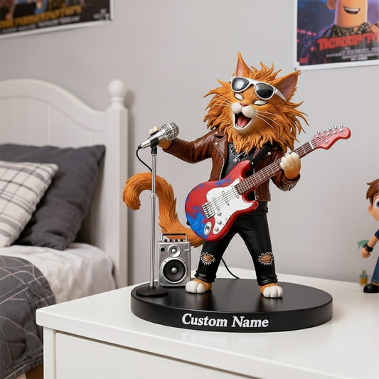 🐱 Custom Cat Guitarist Figurine – Personalized Rockstar Animal Music Lover Gift 2