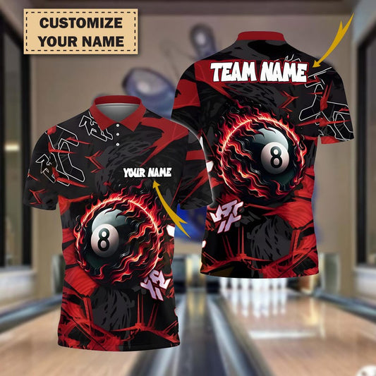 Abstract Power 8-Ball Billiard 3D Shirt – Personalized with Name or Team, Available in 4 Multicolor Options, Gift For Dad.