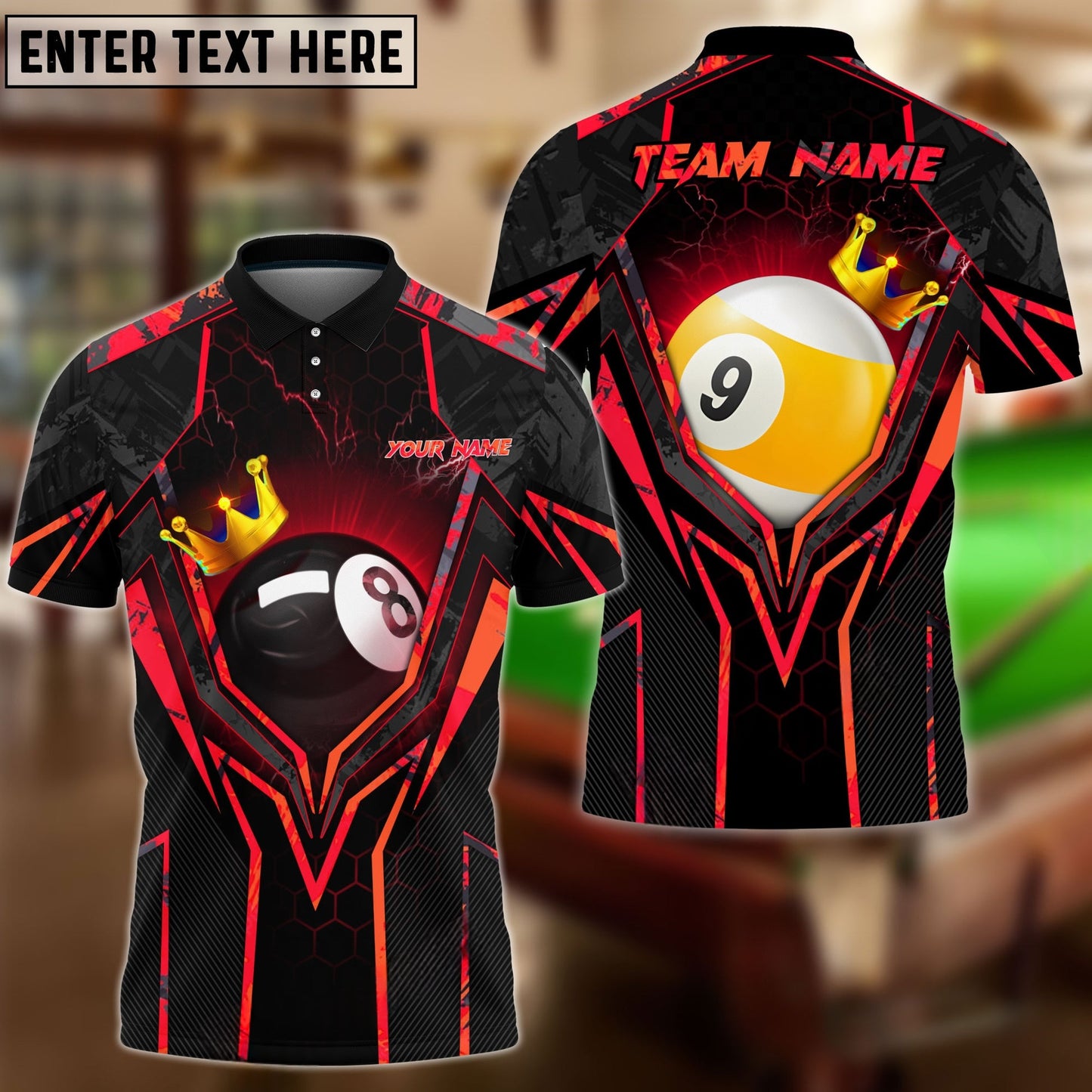 Billiards King 8 Ball & 9 Ball Personalized Name, Team Name Shirt
