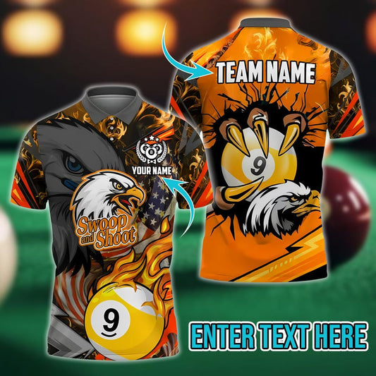 Billiard Eagle Claw 9 Ball Firestorm American Flag Multicolor Options Personalized Name, Team Name 3D Shirt, Gift For Dad, For Man.